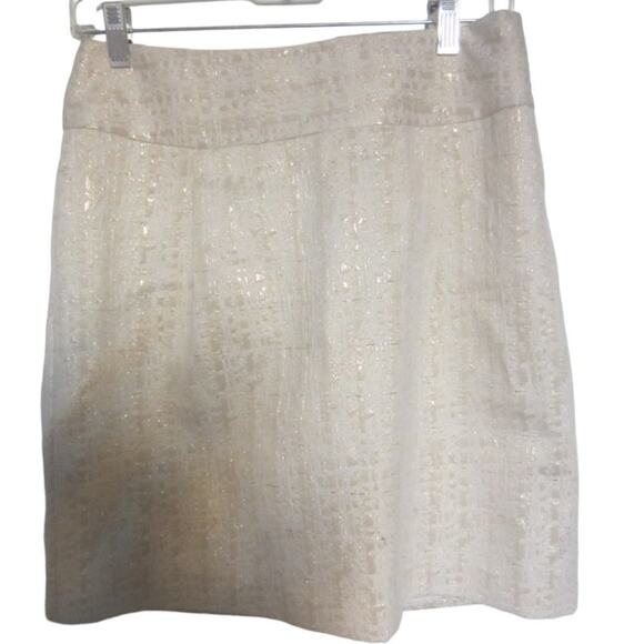 Chic Metallic Textured Gold Beige Mini Skirt Merona Size 4 - Picture 2 of 9
